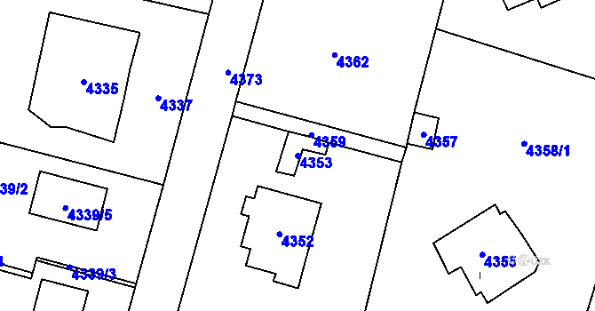 Parcela st. 4353 v KÚ Černošice, Katastrální mapa