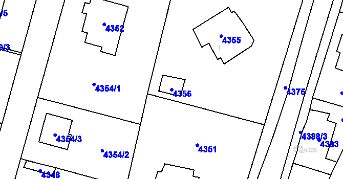 Parcela st. 4356 v KÚ Černošice, Katastrální mapa