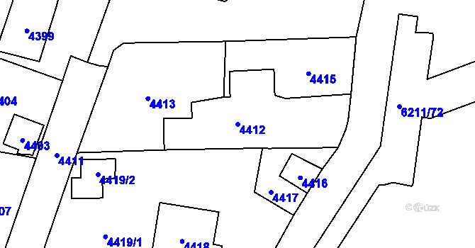 Parcela st. 4412 v KÚ Černošice, Katastrální mapa
