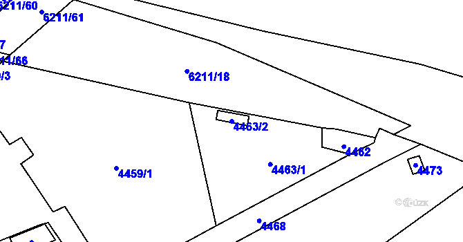 Parcela st. 4463/2 v KÚ Černošice, Katastrální mapa