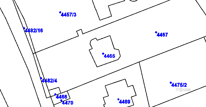 Parcela st. 4465 v KÚ Černošice, Katastrální mapa