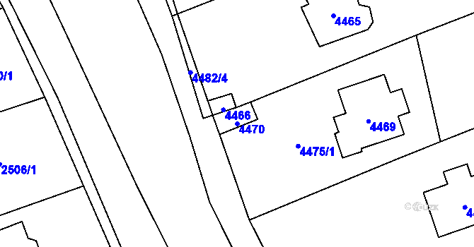 Parcela st. 4470 v KÚ Černošice, Katastrální mapa