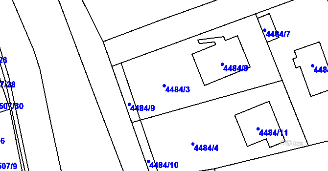 Parcela st. 4484/3 v KÚ Černošice, Katastrální mapa