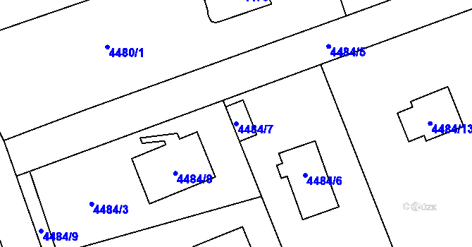 Parcela st. 4484/7 v KÚ Černošice, Katastrální mapa