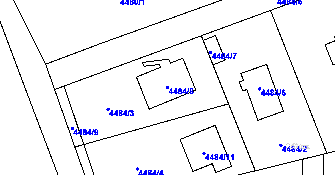 Parcela st. 4484/8 v KÚ Černošice, Katastrální mapa