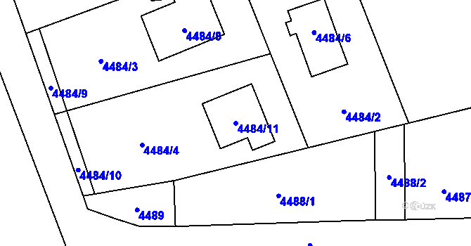 Parcela st. 4484/11 v KÚ Černošice, Katastrální mapa