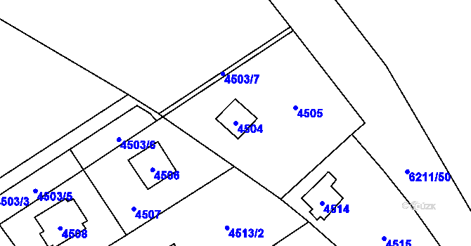 Parcela st. 4504 v KÚ Černošice, Katastrální mapa