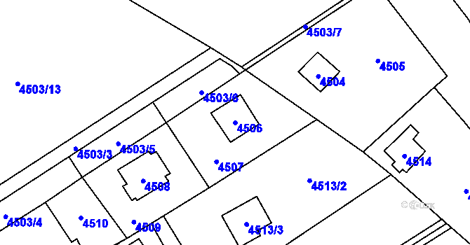 Parcela st. 4506 v KÚ Černošice, Katastrální mapa