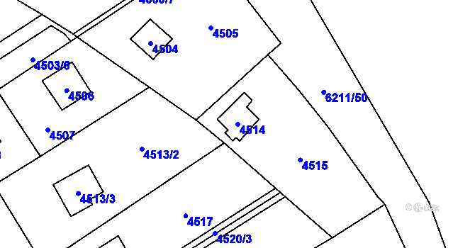 Parcela st. 4514 v KÚ Černošice, Katastrální mapa
