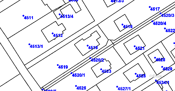 Parcela st. 4518 v KÚ Černošice, Katastrální mapa