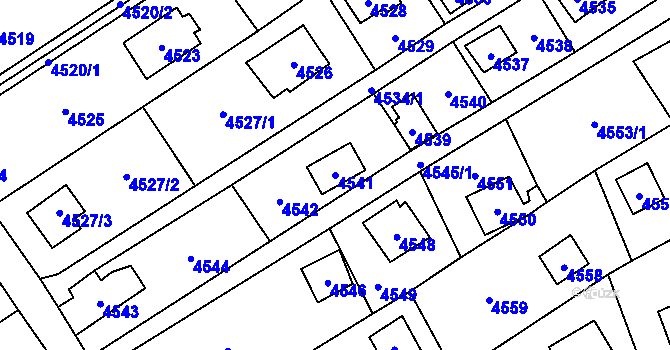 Parcela st. 4541 v KÚ Černošice, Katastrální mapa