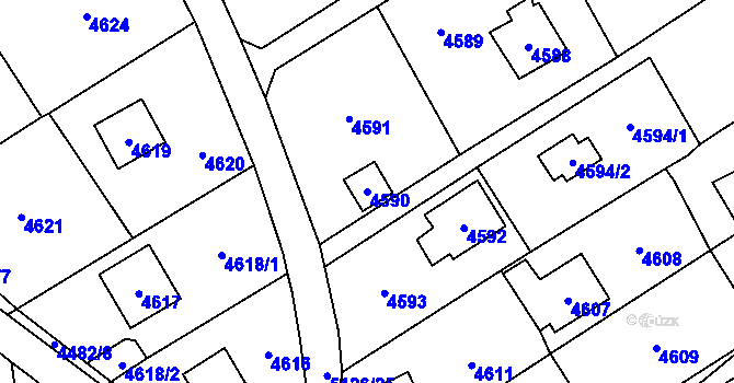 Parcela st. 4590 v KÚ Černošice, Katastrální mapa