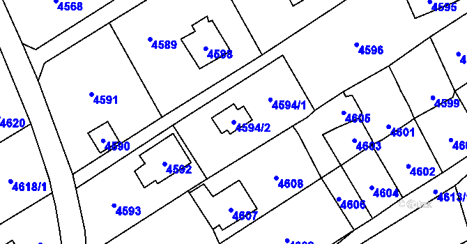 Parcela st. 4594/2 v KÚ Černošice, Katastrální mapa