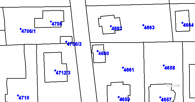 Parcela st. 4660 v KÚ Černošice, Katastrální mapa