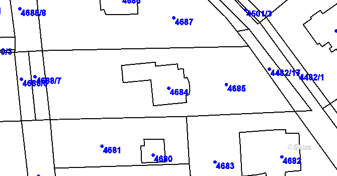 Parcela st. 4684 v KÚ Černošice, Katastrální mapa