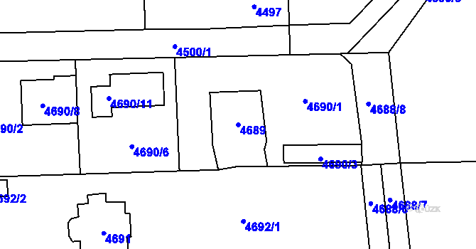 Parcela st. 4689 v KÚ Černošice, Katastrální mapa