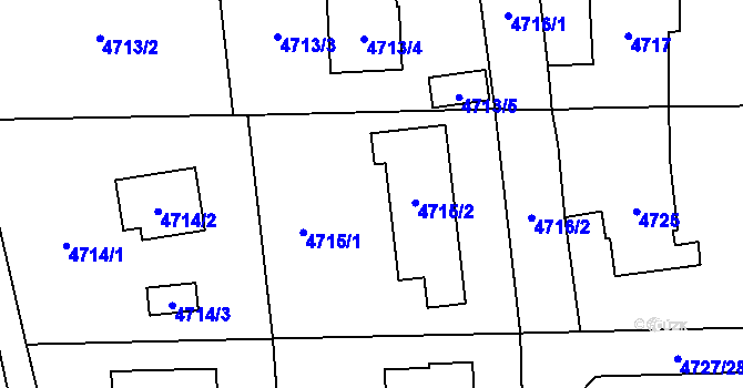 Parcela st. 4715/2 v KÚ Černošice, Katastrální mapa