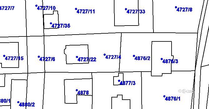 Parcela st. 4727/4 v KÚ Černošice, Katastrální mapa