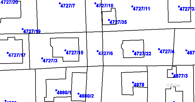 Parcela st. 4727/6 v KÚ Černošice, Katastrální mapa