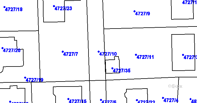 Parcela st. 4727/10 v KÚ Černošice, Katastrální mapa