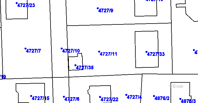 Parcela st. 4727/11 v KÚ Černošice, Katastrální mapa
