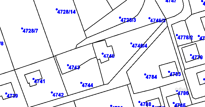 Parcela st. 4745 v KÚ Černošice, Katastrální mapa