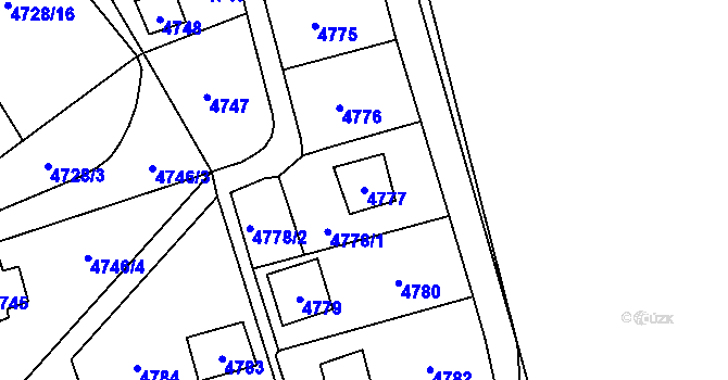 Parcela st. 4777 v KÚ Černošice, Katastrální mapa