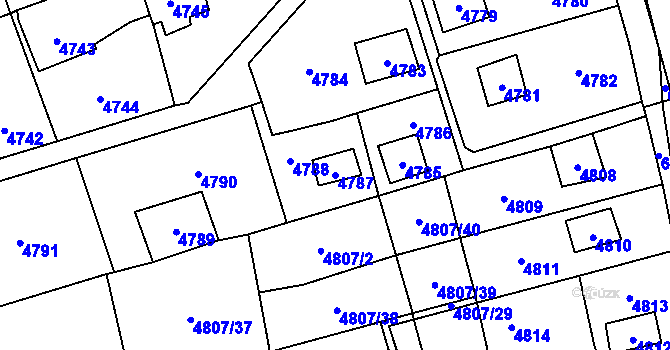 Parcela st. 4787 v KÚ Černošice, Katastrální mapa