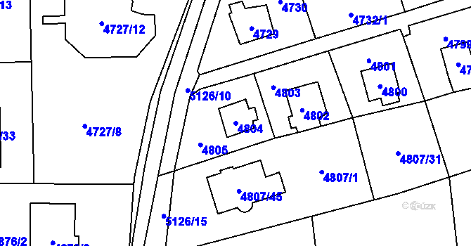 Parcela st. 4804 v KÚ Černošice, Katastrální mapa