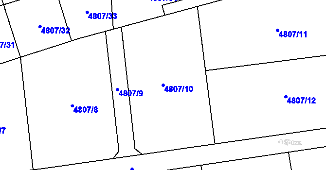 Parcela st. 4807/10 v KÚ Černošice, Katastrální mapa