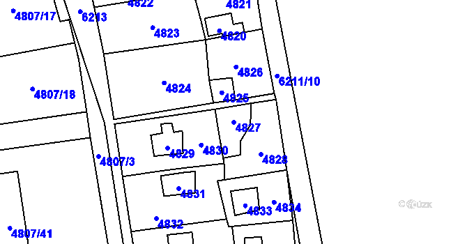 Parcela st. 4827 v KÚ Černošice, Katastrální mapa