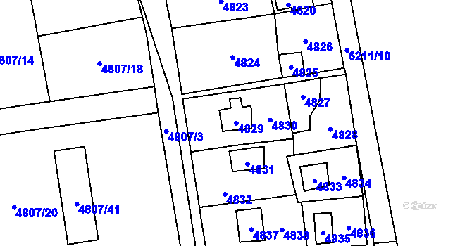 Parcela st. 4829 v KÚ Černošice, Katastrální mapa