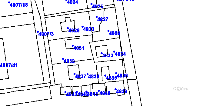 Parcela st. 4833 v KÚ Černošice, Katastrální mapa