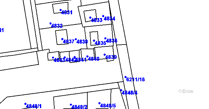 Parcela st. 4839 v KÚ Černošice, Katastrální mapa