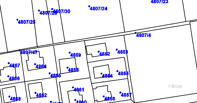 Parcela st. 4852 v KÚ Černošice, Katastrální mapa