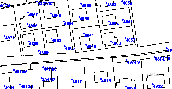 Parcela st. 4860 v KÚ Černošice, Katastrální mapa