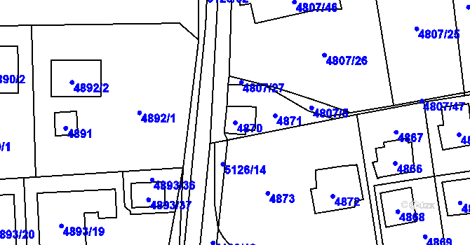 Parcela st. 4870 v KÚ Černošice, Katastrální mapa