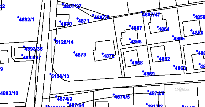 Parcela st. 4872 v KÚ Černošice, Katastrální mapa