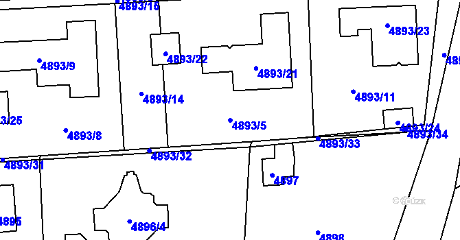 Parcela st. 4893/5 v KÚ Černošice, Katastrální mapa