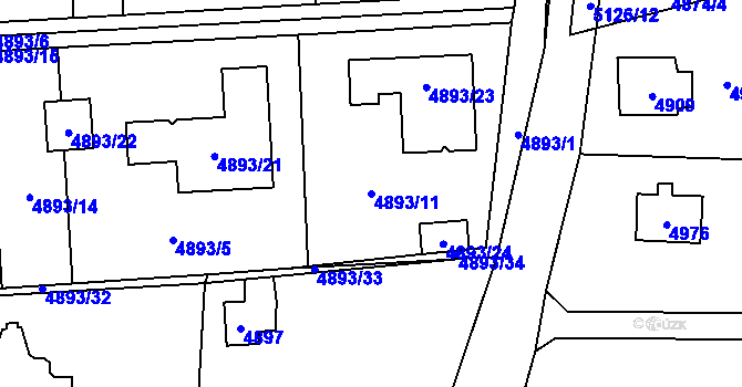 Parcela st. 4893/11 v KÚ Černošice, Katastrální mapa