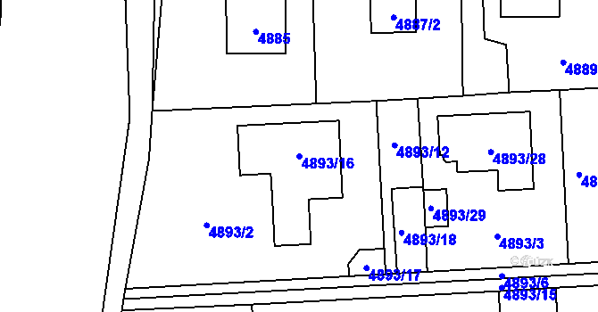 Parcela st. 4893/16 v KÚ Černošice, Katastrální mapa