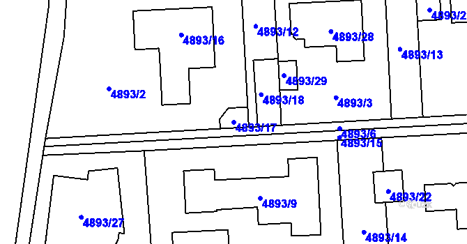 Parcela st. 4893/17 v KÚ Černošice, Katastrální mapa
