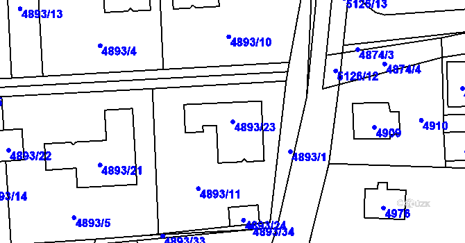 Parcela st. 4893/23 v KÚ Černošice, Katastrální mapa