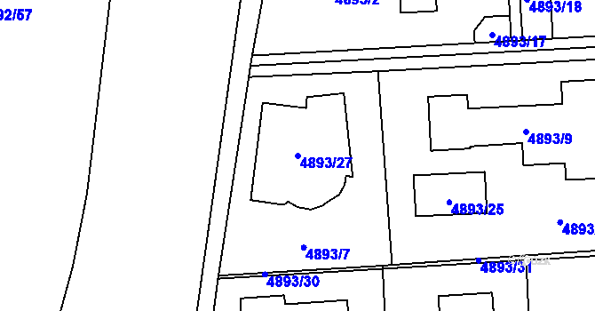 Parcela st. 4893/27 v KÚ Černošice, Katastrální mapa