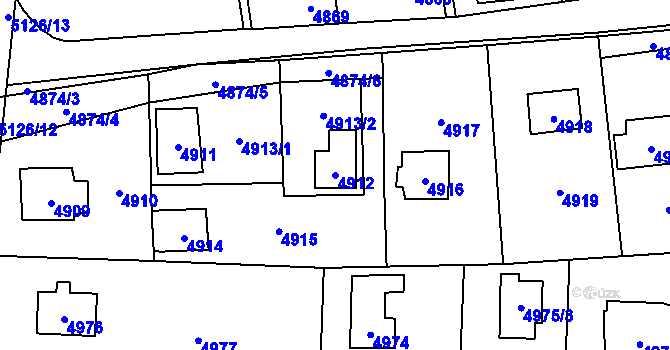 Parcela st. 4912 v KÚ Černošice, Katastrální mapa