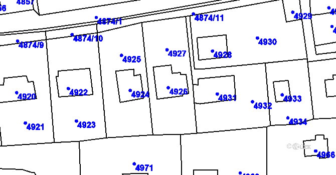 Parcela st. 4926 v KÚ Černošice, Katastrální mapa