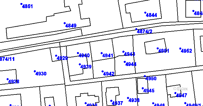 Parcela st. 4941 v KÚ Černošice, Katastrální mapa