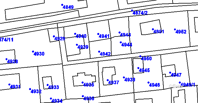 Parcela st. 4942 v KÚ Černošice, Katastrální mapa