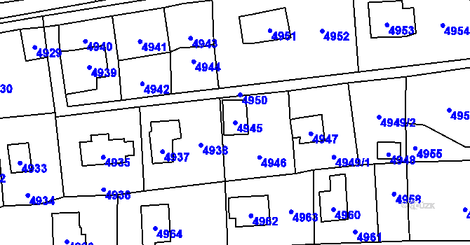Parcela st. 4945 v KÚ Černošice, Katastrální mapa