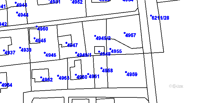 Parcela st. 4948 v KÚ Černošice, Katastrální mapa